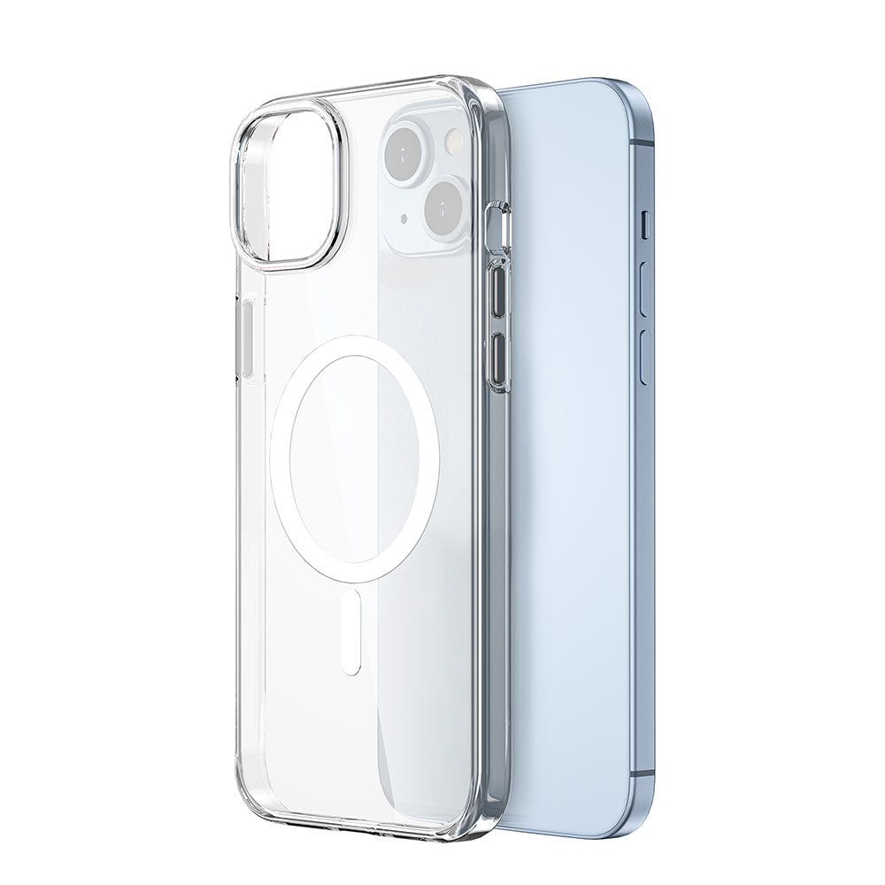 Apple iPhone 15 Plus Kılıf Wiwu ZYS-013 M-safe Şarj Özellikli Renkli Kamera Çerçeveli Şeffaf Jelly Kapak Beyaz