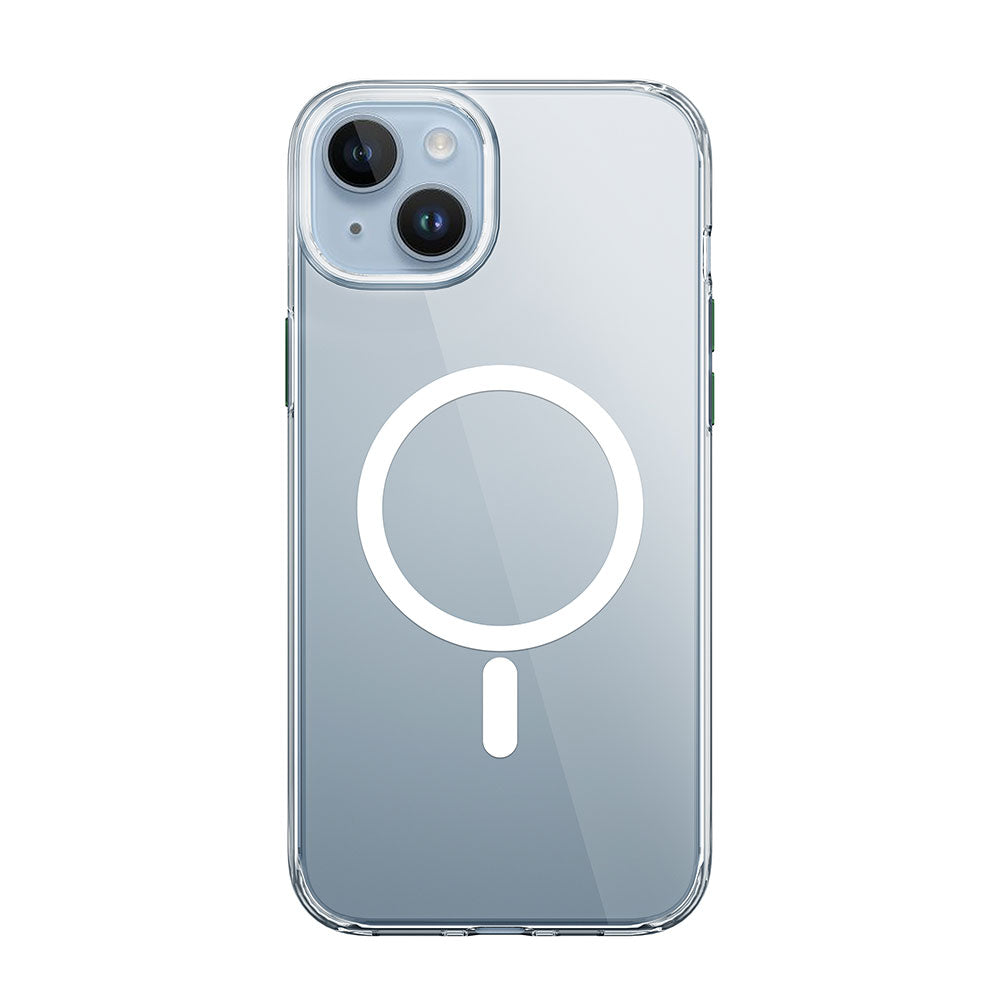 Apple iPhone 15 Plus Kılıf Wiwu ZYS-013 M-safe Şarj Özellikli Renkli Kamera Çerçeveli Şeffaf Jelly Kapak Beyaz