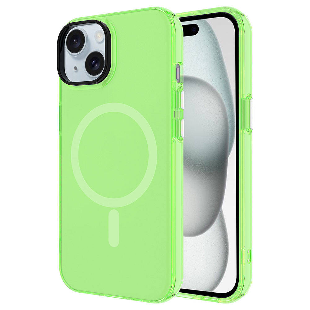 Apple iPhone 15 Plus Kılıf Zore M-safe Şarj Özellikli Buzlu Transparan C-Pro Sert Kapak