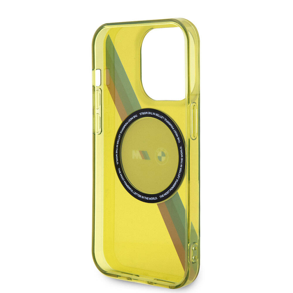 Apple iPhone 15 Pro Kılıf BMW M-safe Şarj Özellikli Transparan Tricolor Stripes Orjinal Lisanslı Kapak Yeşil