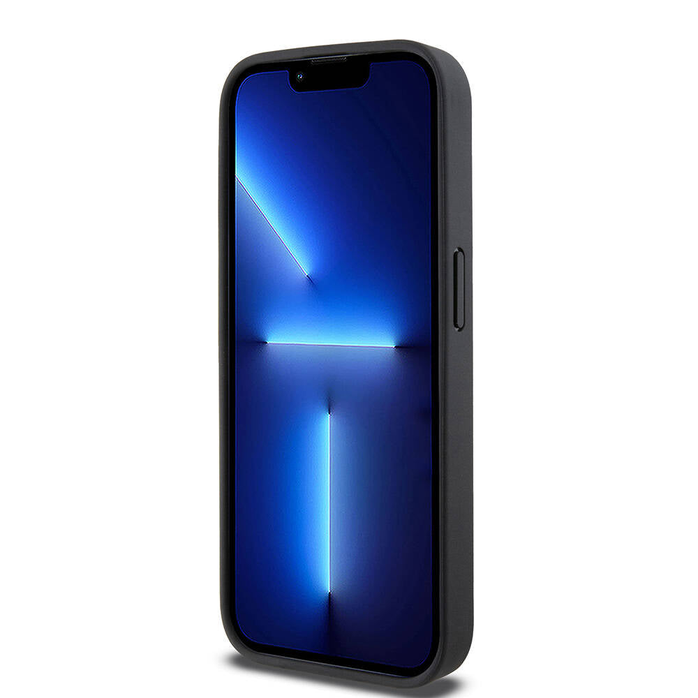 Apple iPhone 15 Pro Kılıf DKNY Orjinal Lisanslı M-safe Şarj Özellikli 3D Yazılı Repeat Pattern Kapak Siyah