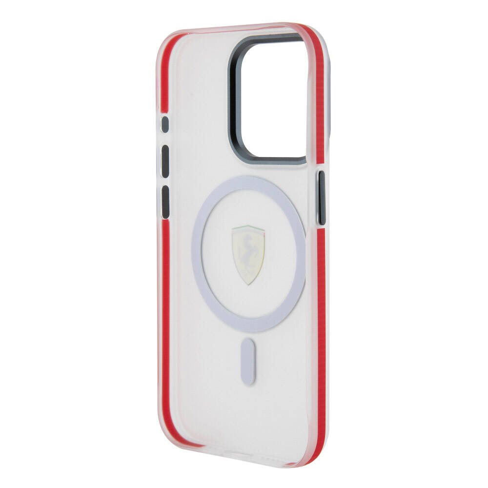 Apple iPhone 15 Pro Kılıf Ferrari Orjinal Lisanslı M-safe Şarj Özellikli Kontrast Bumper SF Ring Kapak Siyah