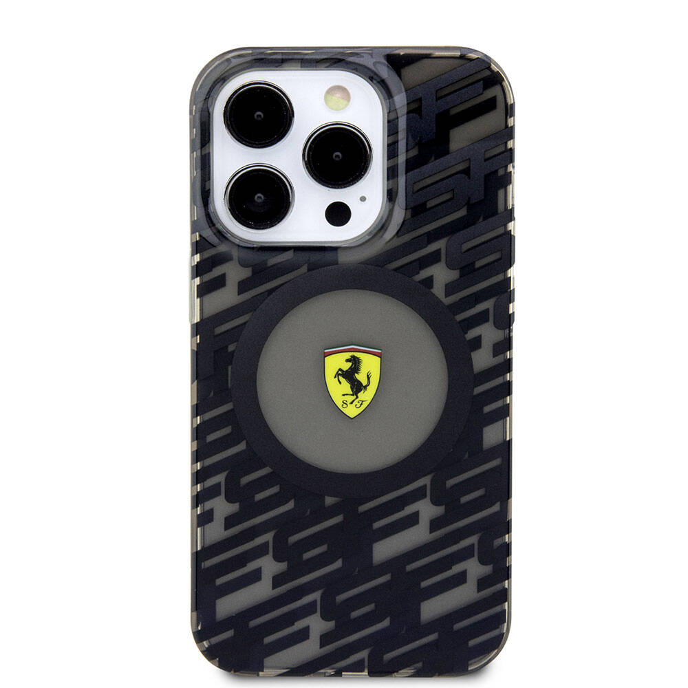 Apple iPhone 15 Pro Kılıf Ferrari Orjinal Lisanslı M-safe Şarj Özellikli Multi SF Kapak Siyah