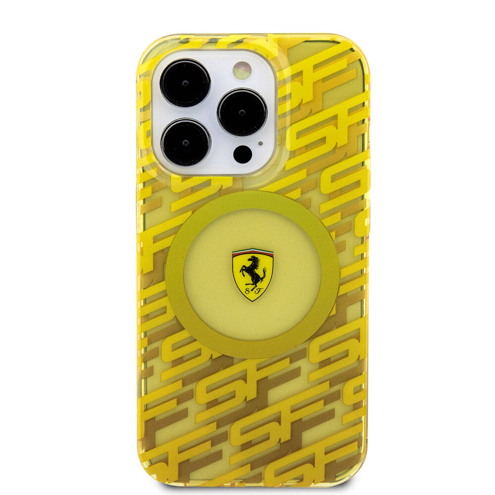 Apple iPhone 15 Pro Kılıf Ferrari Orjinal Lisanslı M-safe Şarj Özellikli Multi SF Kapak Siyah