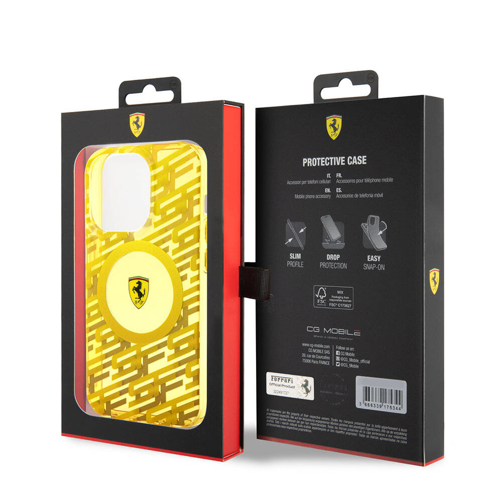 Apple iPhone 15 Pro Kılıf Ferrari Orjinal Lisanslı M-safe Şarj Özellikli Multi SF Kapak Siyah