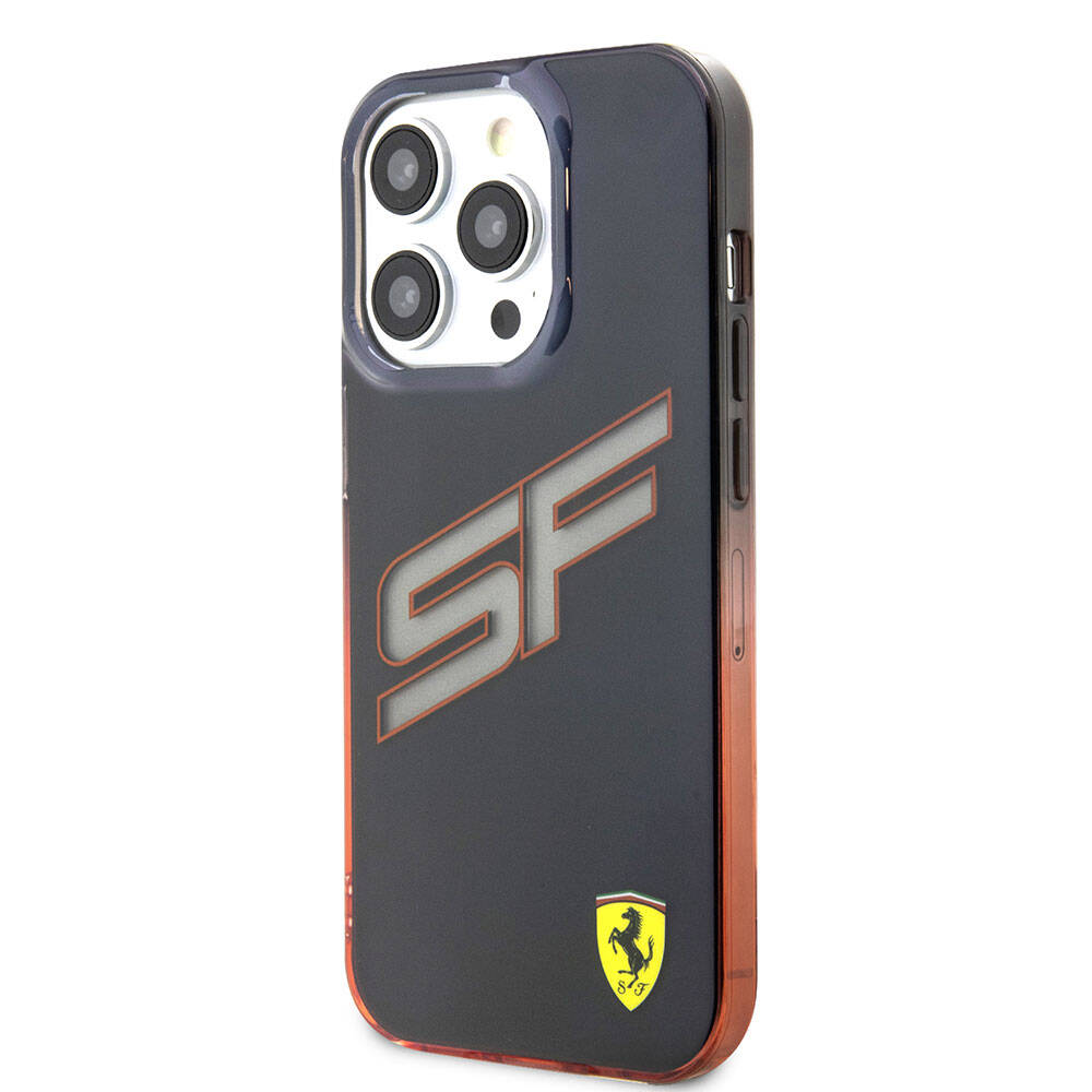 Apple iPhone 15 Pro Kılıf Ferrari Orjinal Lisanslı Transparan SF Yazılı Kenarları Renk Geçişli Kapak Siyah