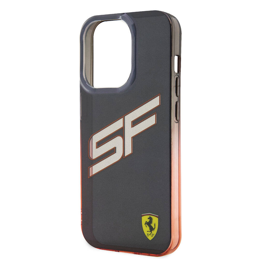 Apple iPhone 15 Pro Kılıf Ferrari Orjinal Lisanslı Transparan SF Yazılı Kenarları Renk Geçişli Kapak Siyah