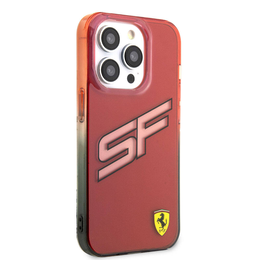 Apple iPhone 15 Pro Kılıf Ferrari Orjinal Lisanslı Transparan SF Yazılı Kenarları Renk Geçişli Kapak Siyah