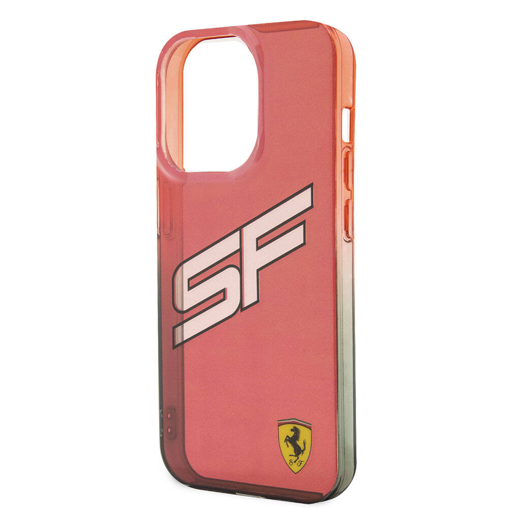 Apple iPhone 15 Pro Kılıf Ferrari Orjinal Lisanslı Transparan SF Yazılı Kenarları Renk Geçişli Kapak Siyah