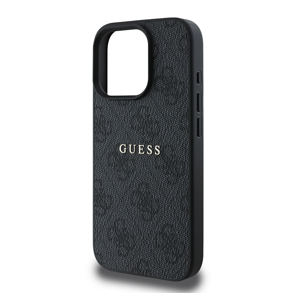 Apple iPhone 15 Pro Kılıf Guess Orjinal Lisanslı M-safe Şarj Özellikli 4G Desen Yazı Logolu Kapak Pembe