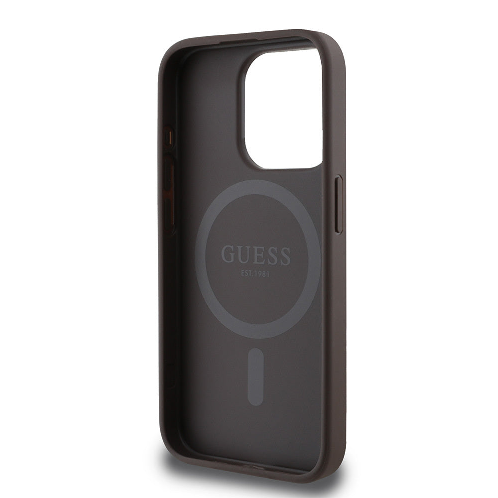 Apple iPhone 15 Pro Kılıf Guess Orjinal Lisanslı M-safe Şarj Özellikli Small 4G Classic Kapak Pembe