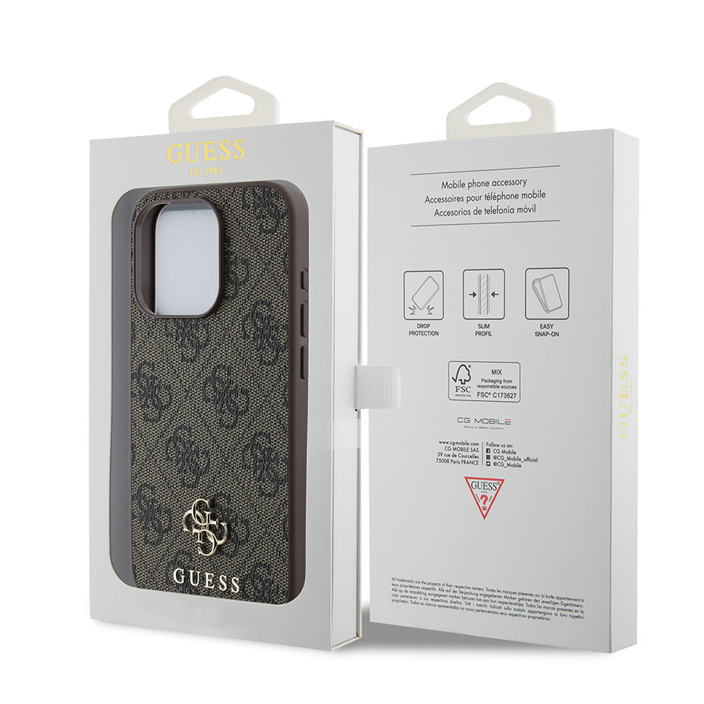 Apple iPhone 15 Pro Kılıf Guess Orjinal Lisanslı M-safe Şarj Özellikli Small 4G Classic Kapak Pembe
