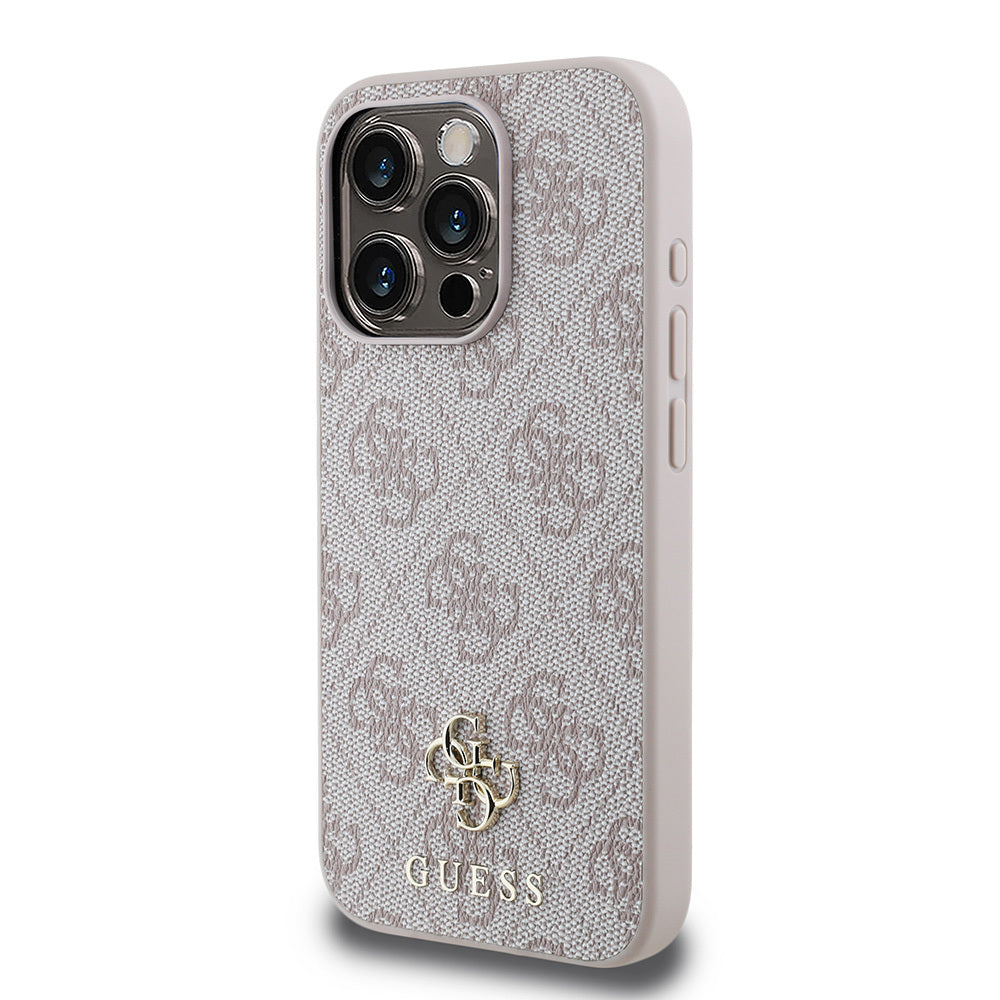 Apple iPhone 15 Pro Kılıf Guess Orjinal Lisanslı M-safe Şarj Özellikli Small 4G Classic Kapak Pembe