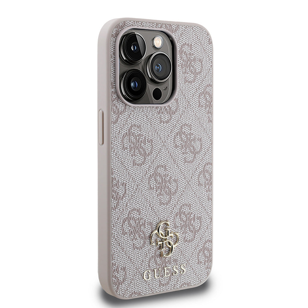Apple iPhone 15 Pro Kılıf Guess Orjinal Lisanslı M-safe Şarj Özellikli Small 4G Classic Kapak Pembe