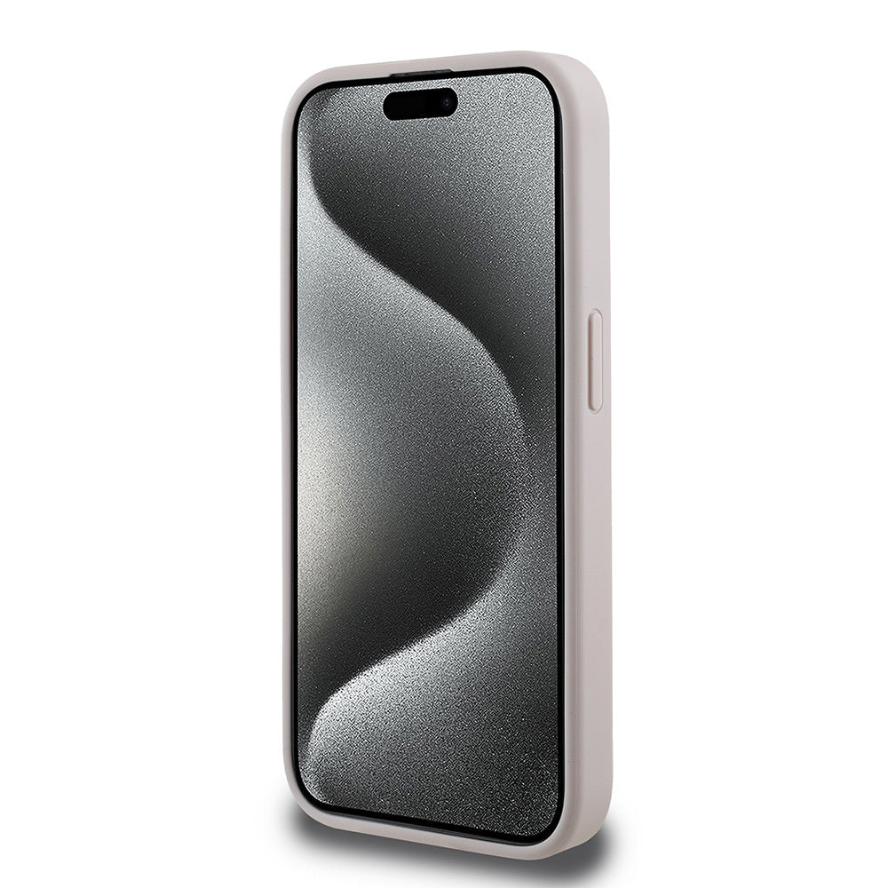 Apple iPhone 15 Pro Kılıf Guess Orjinal Lisanslı M-safe Şarj Özellikli Small 4G Classic Kapak Pembe