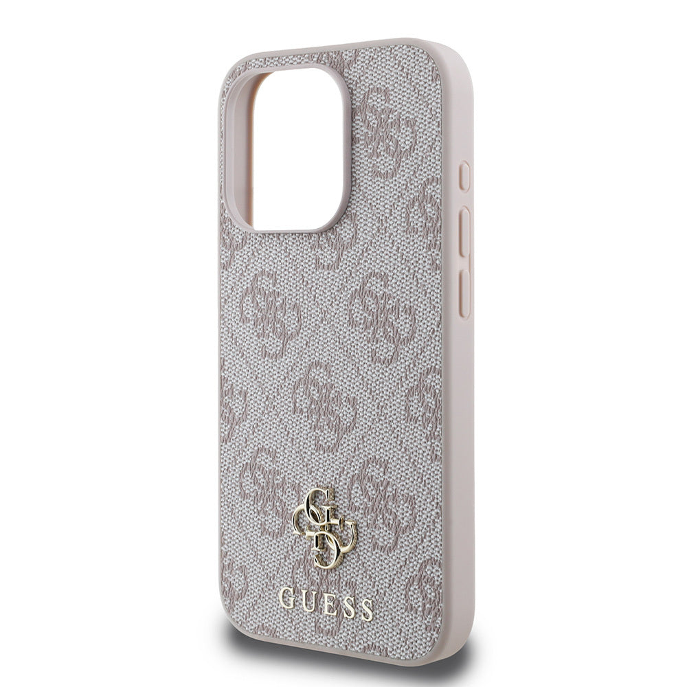 Apple iPhone 15 Pro Kılıf Guess Orjinal Lisanslı M-safe Şarj Özellikli Small 4G Classic Kapak Pembe