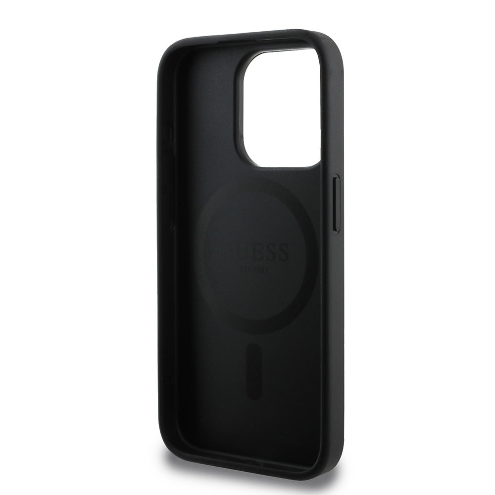 Apple iPhone 15 Pro Kılıf Guess Orjinal Lisanslı M-safe Şarj Özellikli Small 4G Classic Kapak Pembe