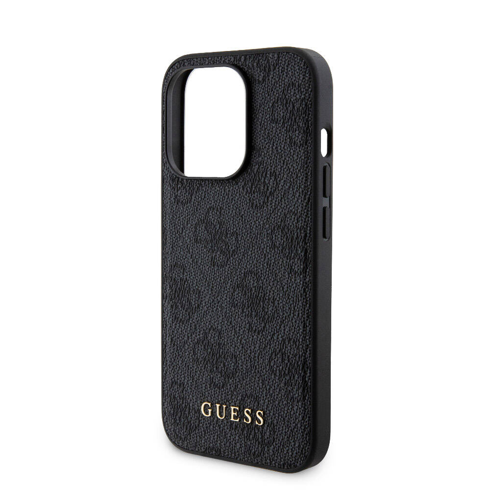 Apple iPhone 15 Pro Kılıf Guess Orjinal Lisanslı M-safe Şarj Özellikli Yazı Logolu 4G Desenli Kapak + Powerbank 5000mAh 2in1 Set Kahverengi