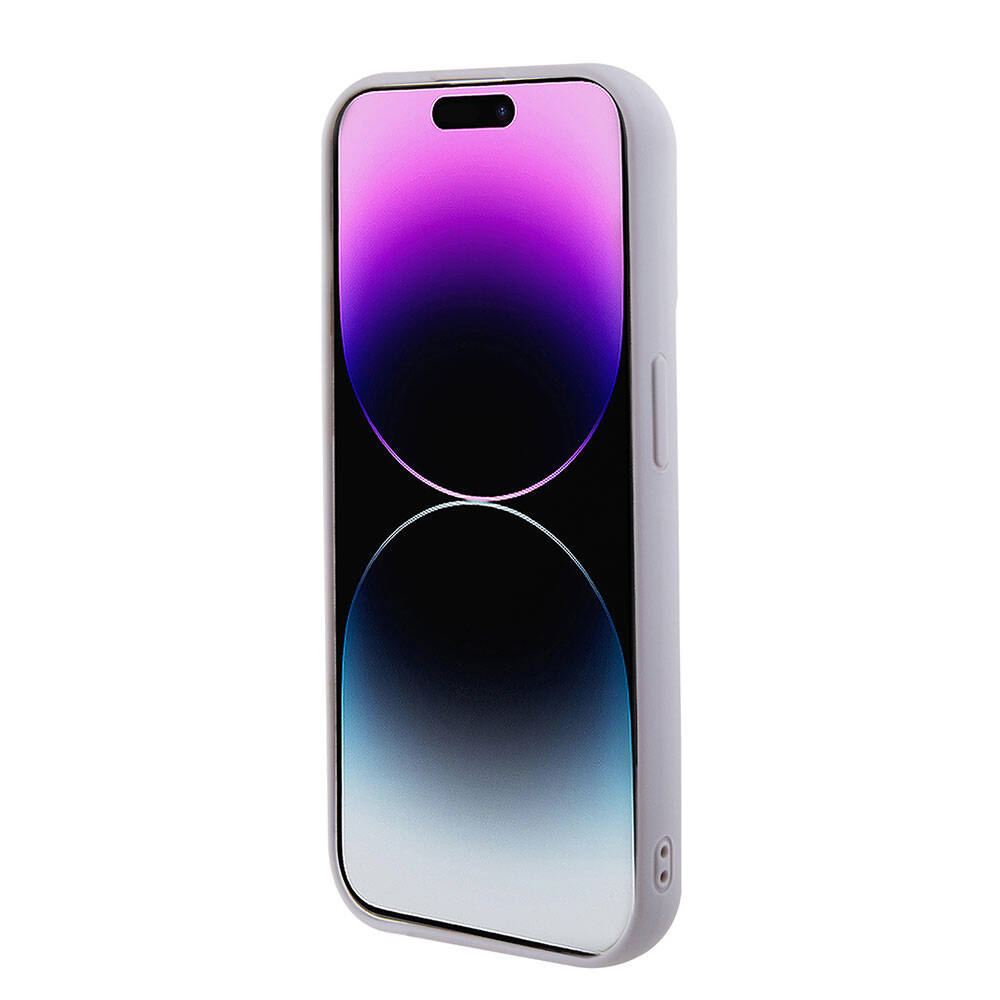 Apple iPhone 15 Pro Kılıf Guess Orjinal Lisanslı PU Deri Metal Yazı Logolu Kapitone Kapak Pembe