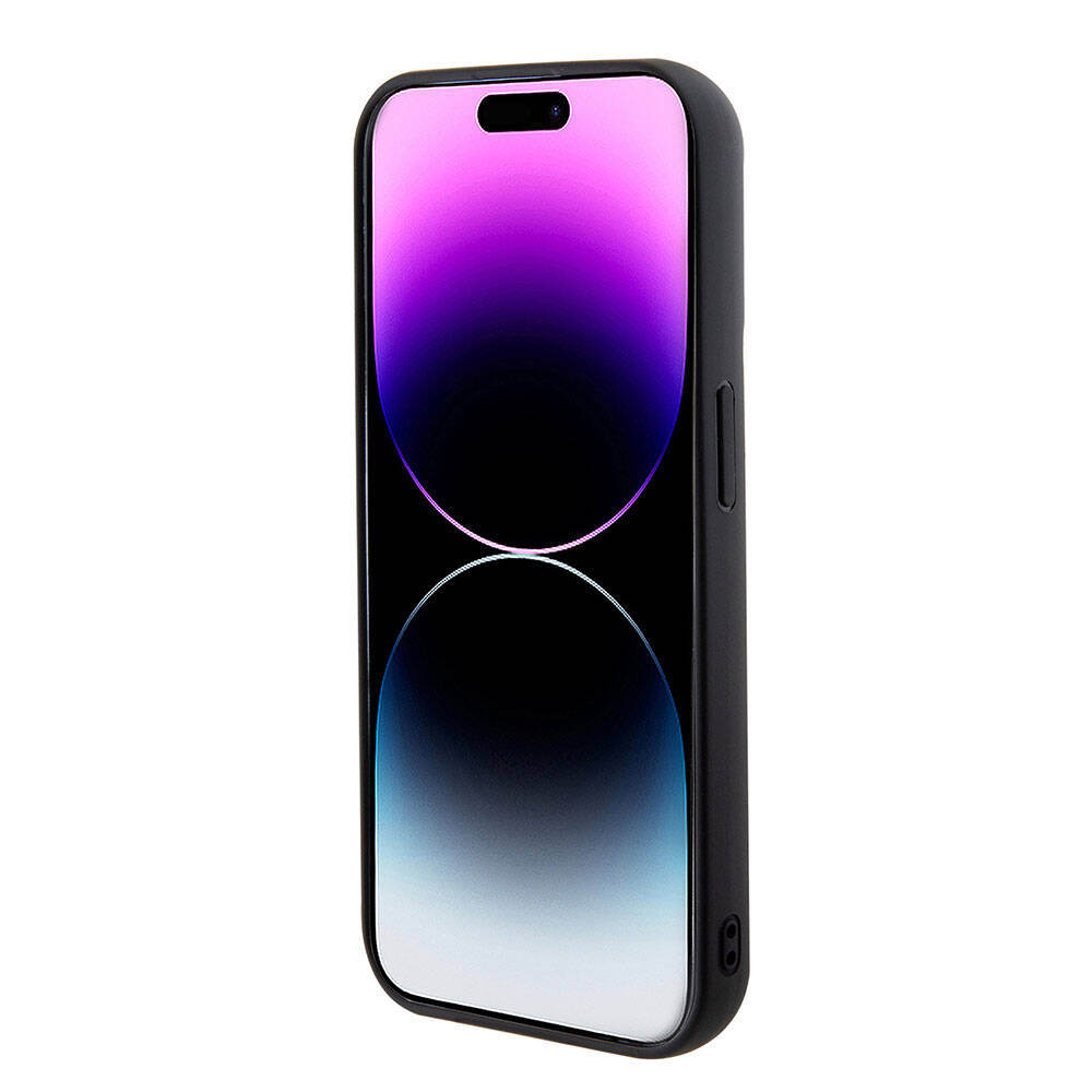 Apple iPhone 15 Pro Kılıf Guess Orjinal Lisanslı PU Deri Metal Yazı Logolu Kapitone Kapak Pembe