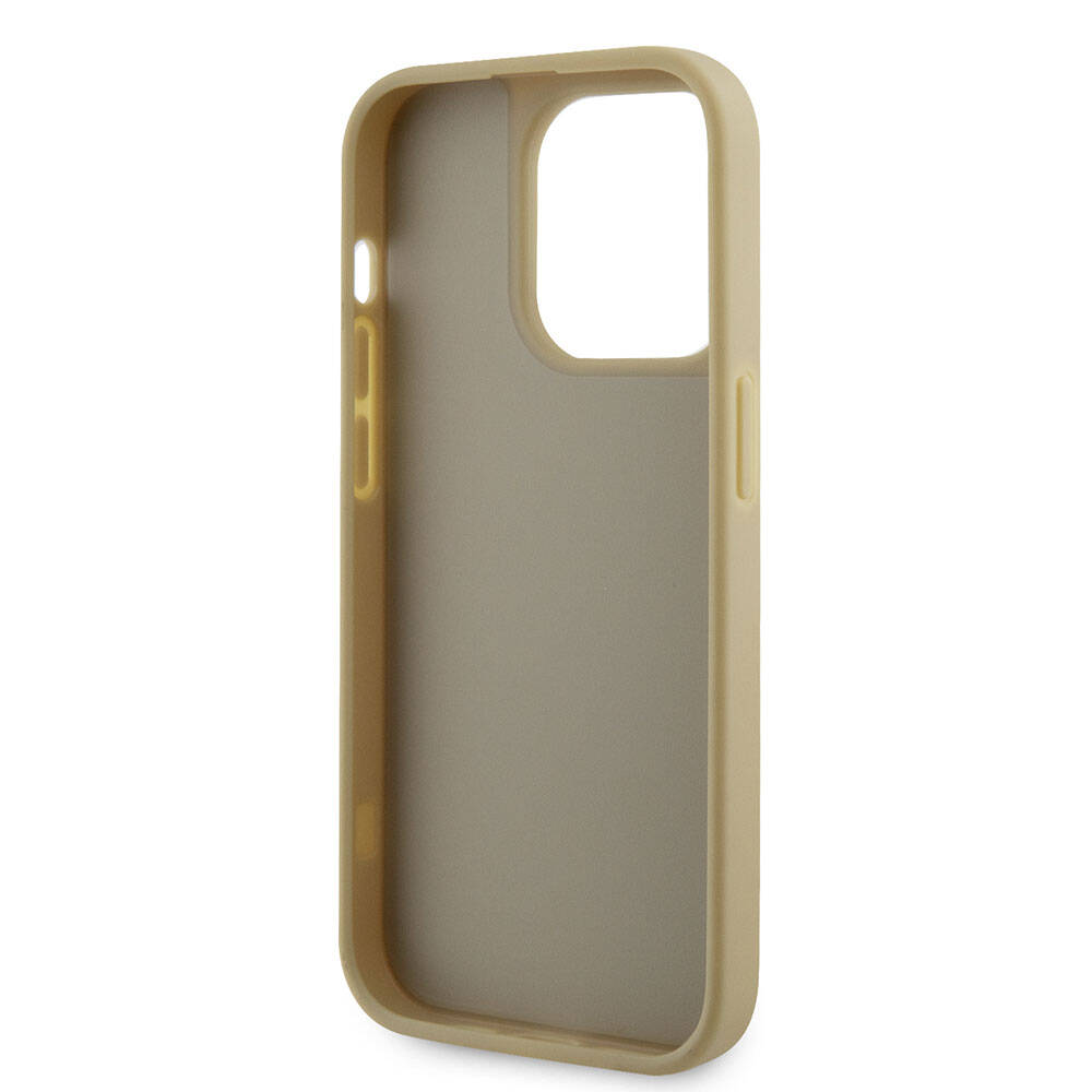 Apple iPhone 15 Pro Kılıf Guess Orjinal Lisanslı Taşlı Arka Yüzey Üçgen Logolu Kapak Pembe