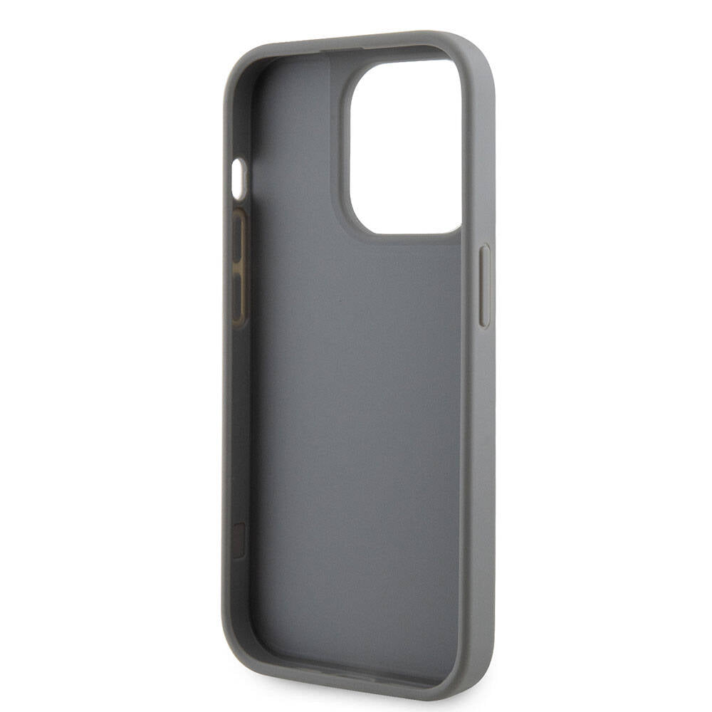 Apple iPhone 15 Pro Kılıf Guess Orjinal Lisanslı Taşlı Arka Yüzey Üçgen Logolu Kapak Pembe