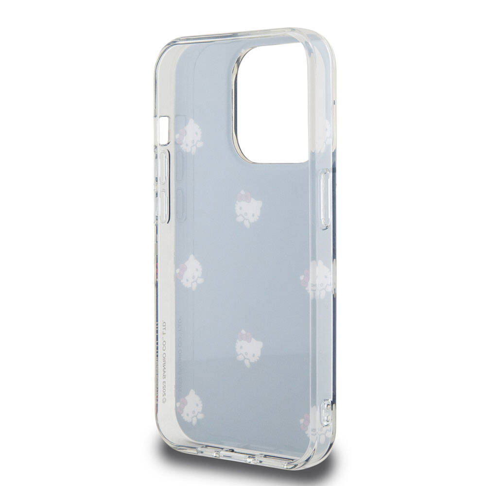 Apple iPhone 15 Pro Kılıf Hello Kitty Orjinal Lisanslı Elektroplating Kaplama Kabarcık Baskılı Kapak Siyah