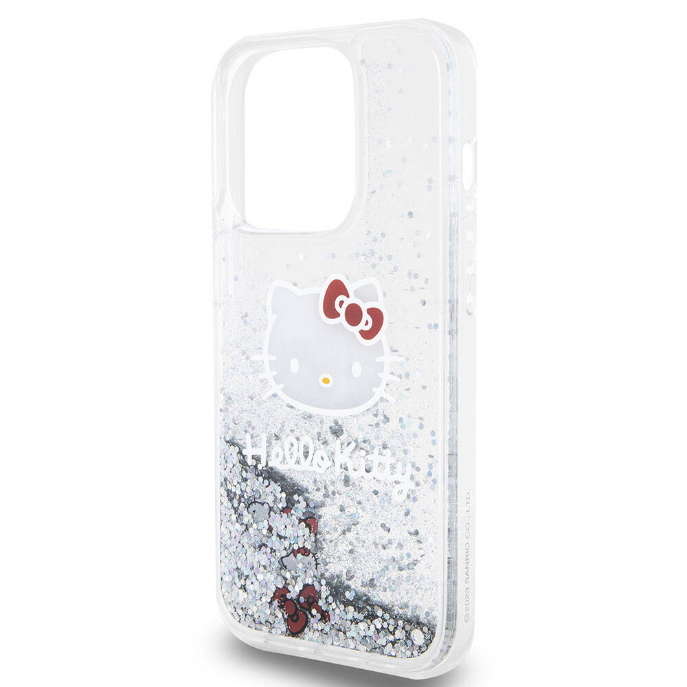 Apple iPhone 15 Pro Kılıf Hello Kitty Orjinal Lisanslı İkonik Sıvılı Glitter Kapak Pembe