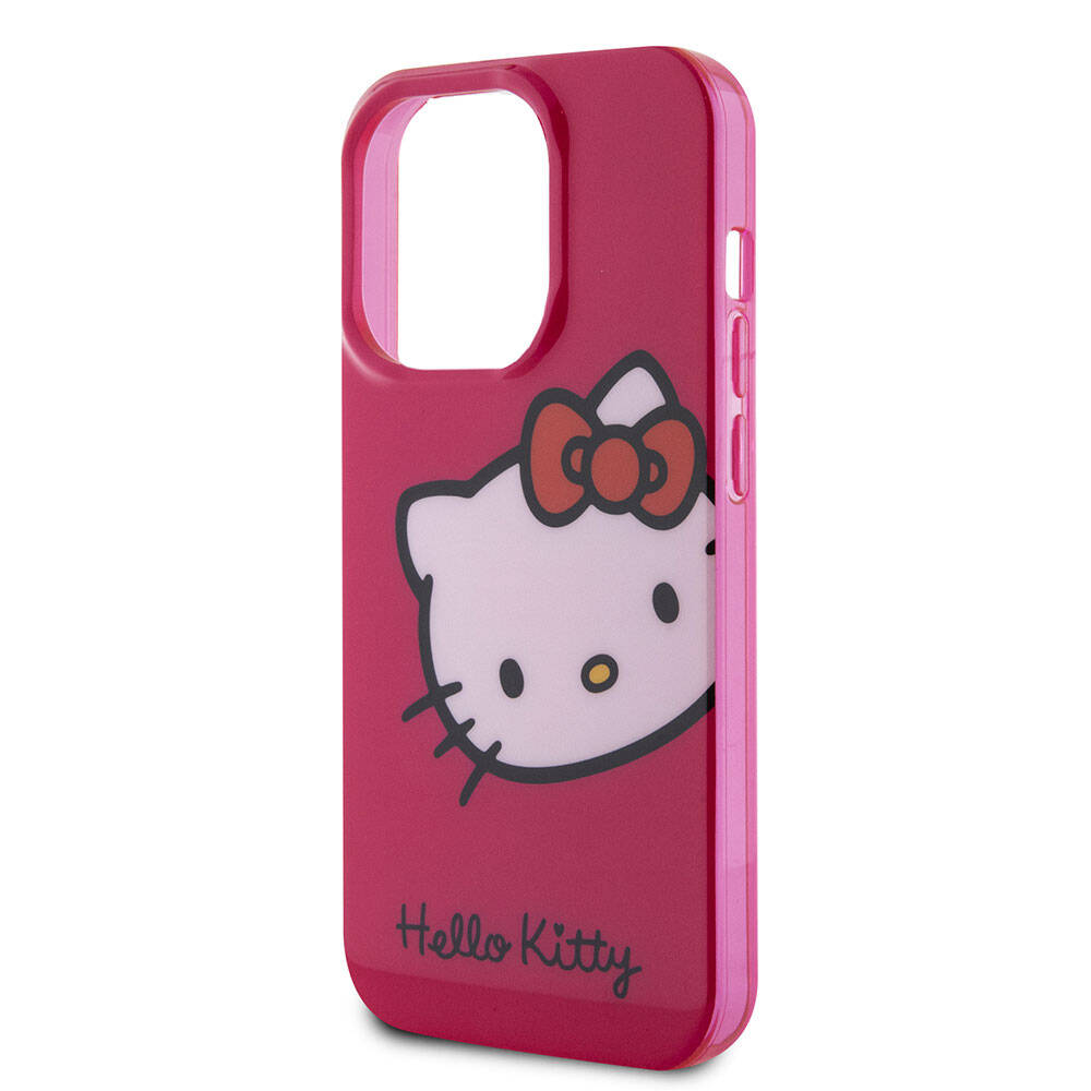 Apple iPhone 15 Pro Kılıf Hello Kitty Orjinal Lisanslı Yazı ve İkonik Logolu Kitty Head Kapak Beyaz