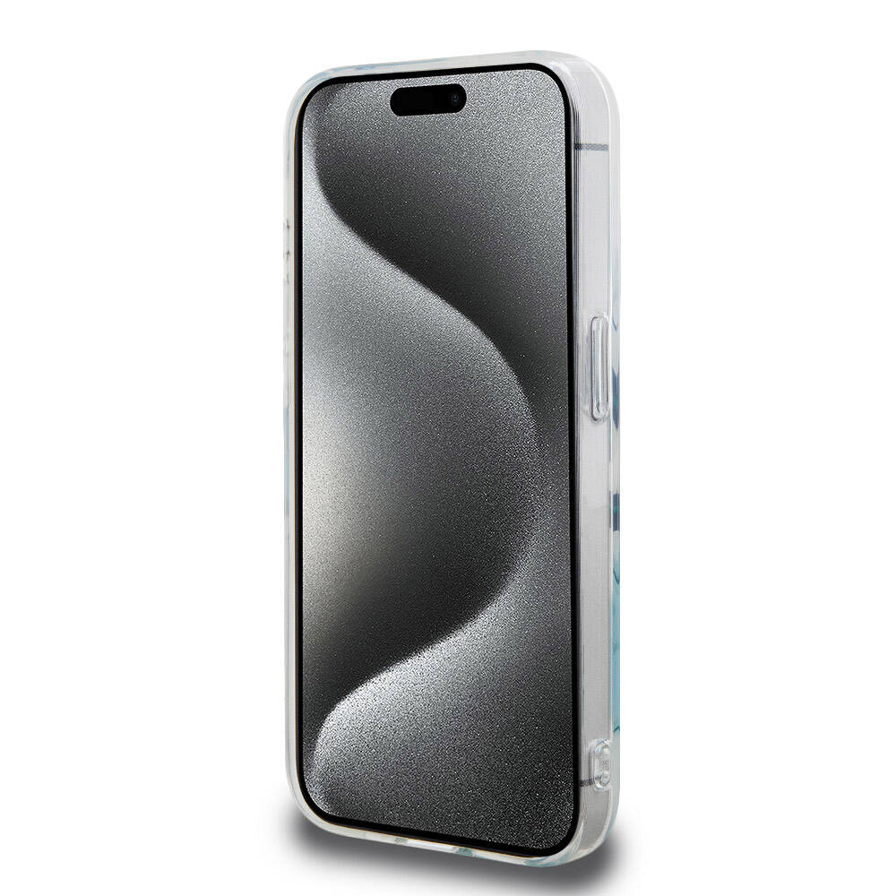 Apple iPhone 15 Pro Kılıf Lacoste Orjinal Lisanslı M-safe Şarj Özellikli Çift Katmanlı Yamalar Desenli Kapak Mavi