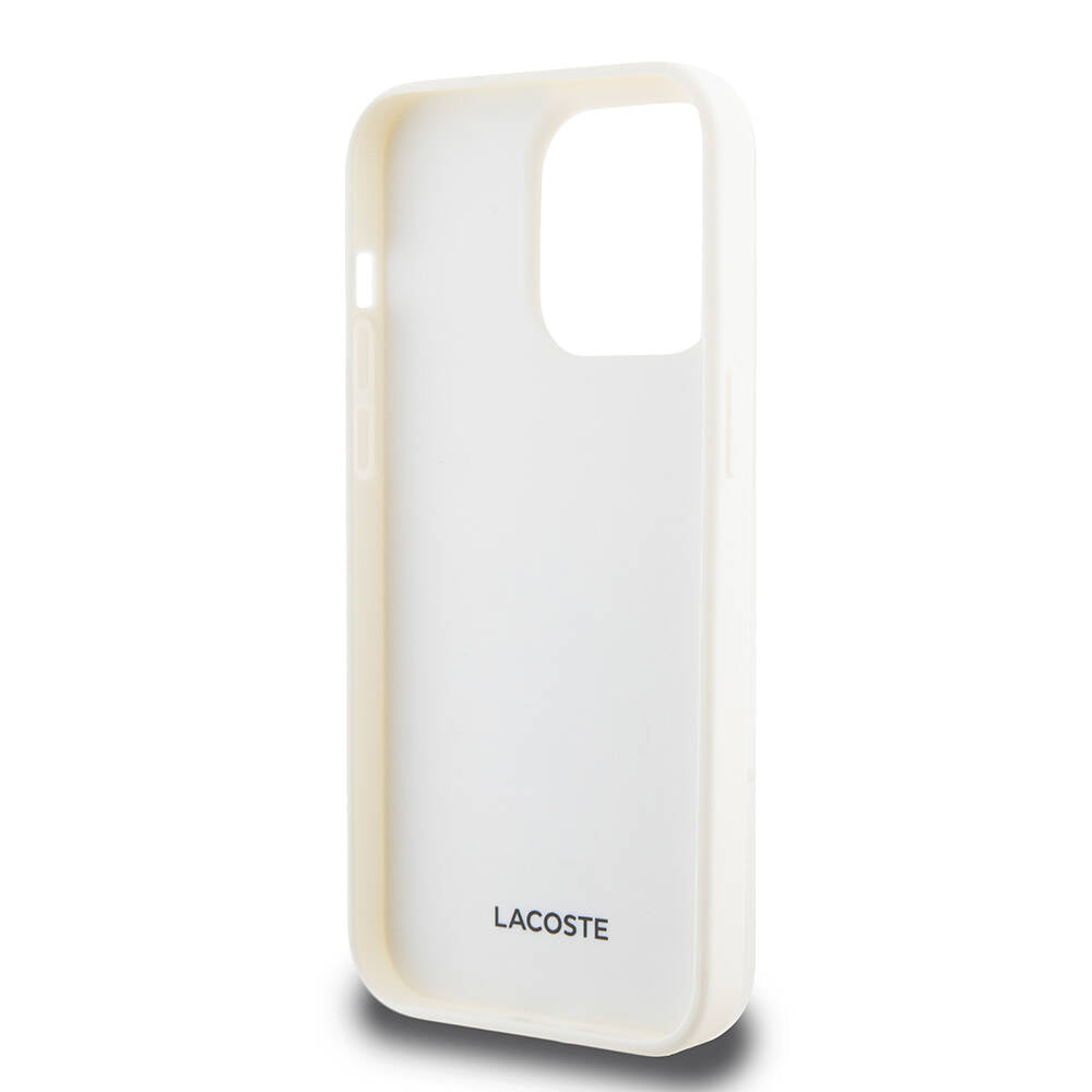 Apple iPhone 15 Pro Kılıf Lacoste Orjinal Lisanslı M-safe Şarj Özellikli PU Deri Görünümlü Kartlıklı Karışık Monogram Desenli Kapak Siyah