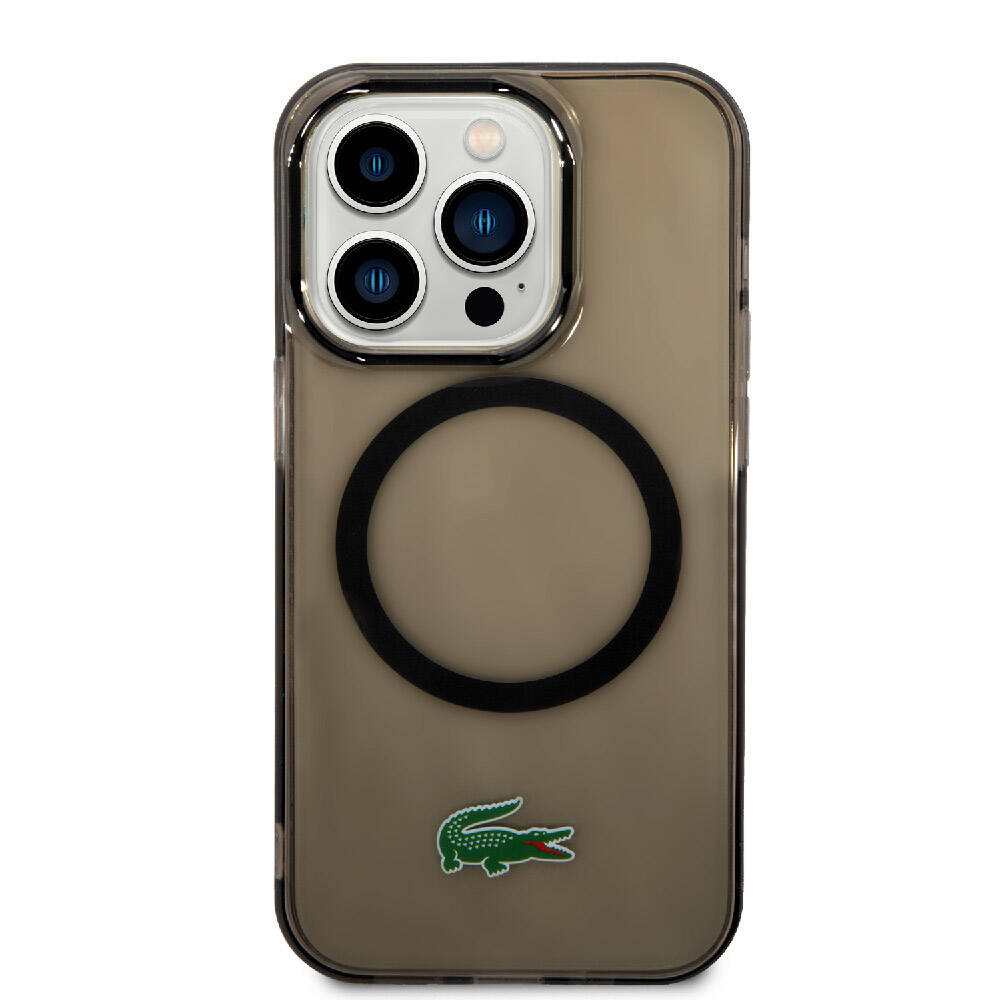 Apple iPhone 15 Pro Kılıf Lacoste Orjinal Lisanslı M-safe Şarj Özellikli Transparan Timsah Logo Baskılı Kapak Mavi Açık