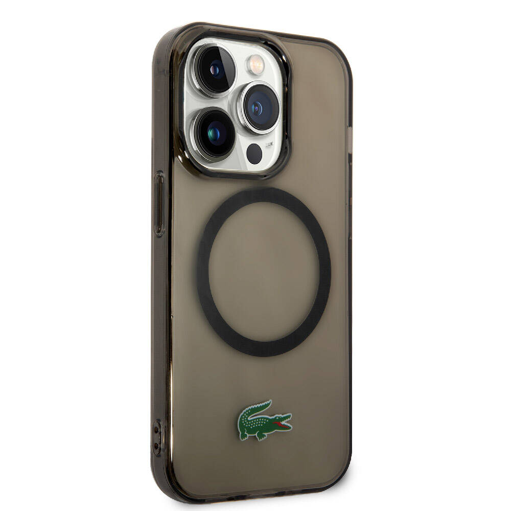 Apple iPhone 15 Pro Kılıf Lacoste Orjinal Lisanslı M-safe Şarj Özellikli Transparan Timsah Logo Baskılı Kapak Mavi Açık