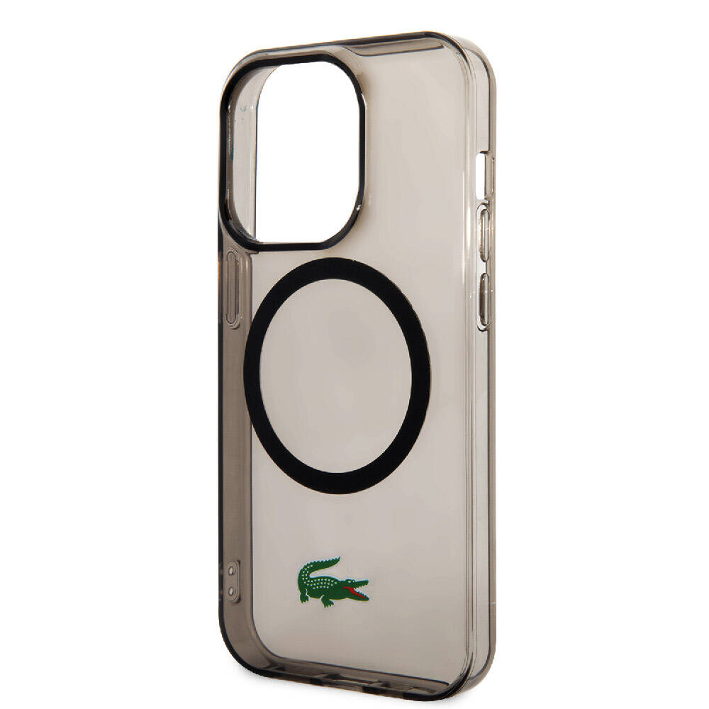 Apple iPhone 15 Pro Kılıf Lacoste Orjinal Lisanslı M-safe Şarj Özellikli Transparan Timsah Logo Baskılı Kapak Mavi Açık