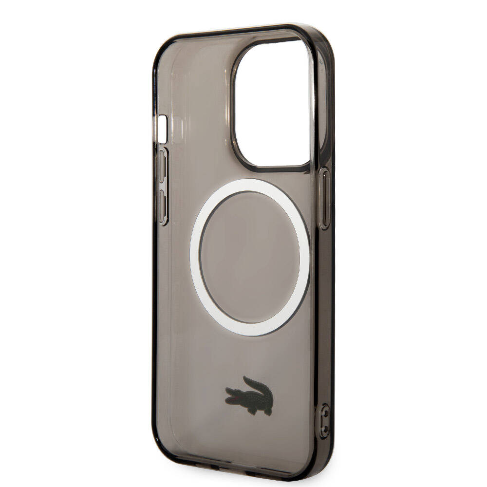 Apple iPhone 15 Pro Kılıf Lacoste Orjinal Lisanslı M-safe Şarj Özellikli Transparan Timsah Logo Baskılı Kapak Mavi Açık