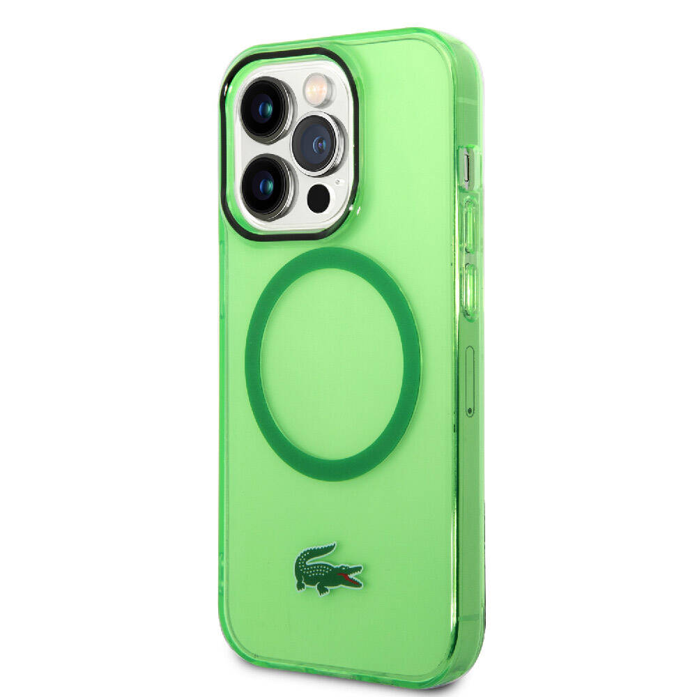 Apple iPhone 15 Pro Kılıf Lacoste Orjinal Lisanslı M-safe Şarj Özellikli Transparan Timsah Logo Baskılı Kapak Siyah