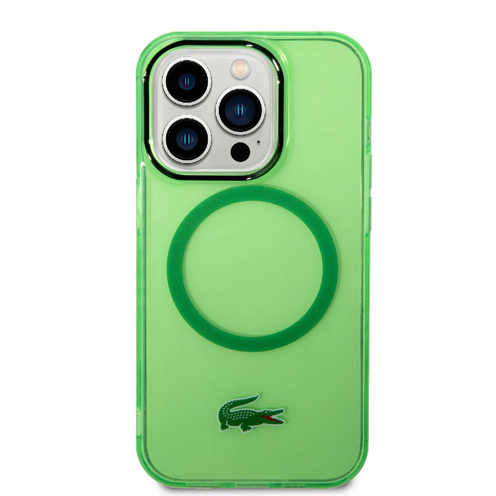 Apple iPhone 15 Pro Kılıf Lacoste Orjinal Lisanslı M-safe Şarj Özellikli Transparan Timsah Logo Baskılı Kapak Mavi Açık
