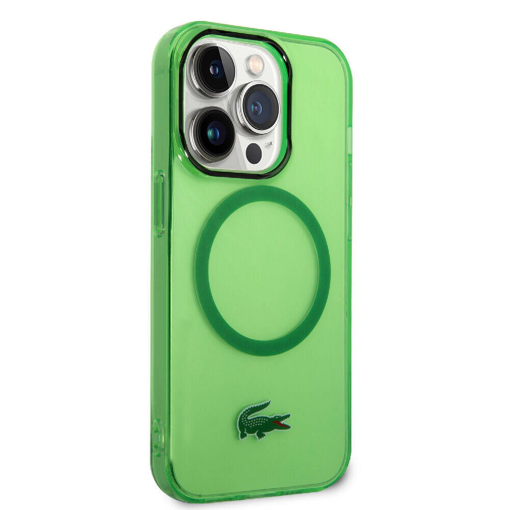 Apple iPhone 15 Pro Kılıf Lacoste Orjinal Lisanslı M-safe Şarj Özellikli Transparan Timsah Logo Baskılı Kapak Mavi Açık
