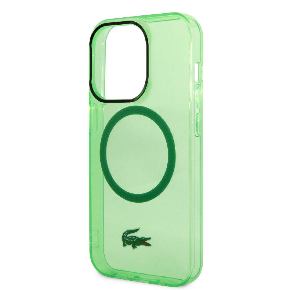 Apple iPhone 15 Pro Kılıf Lacoste Orjinal Lisanslı M-safe Şarj Özellikli Transparan Timsah Logo Baskılı Kapak Mavi Açık