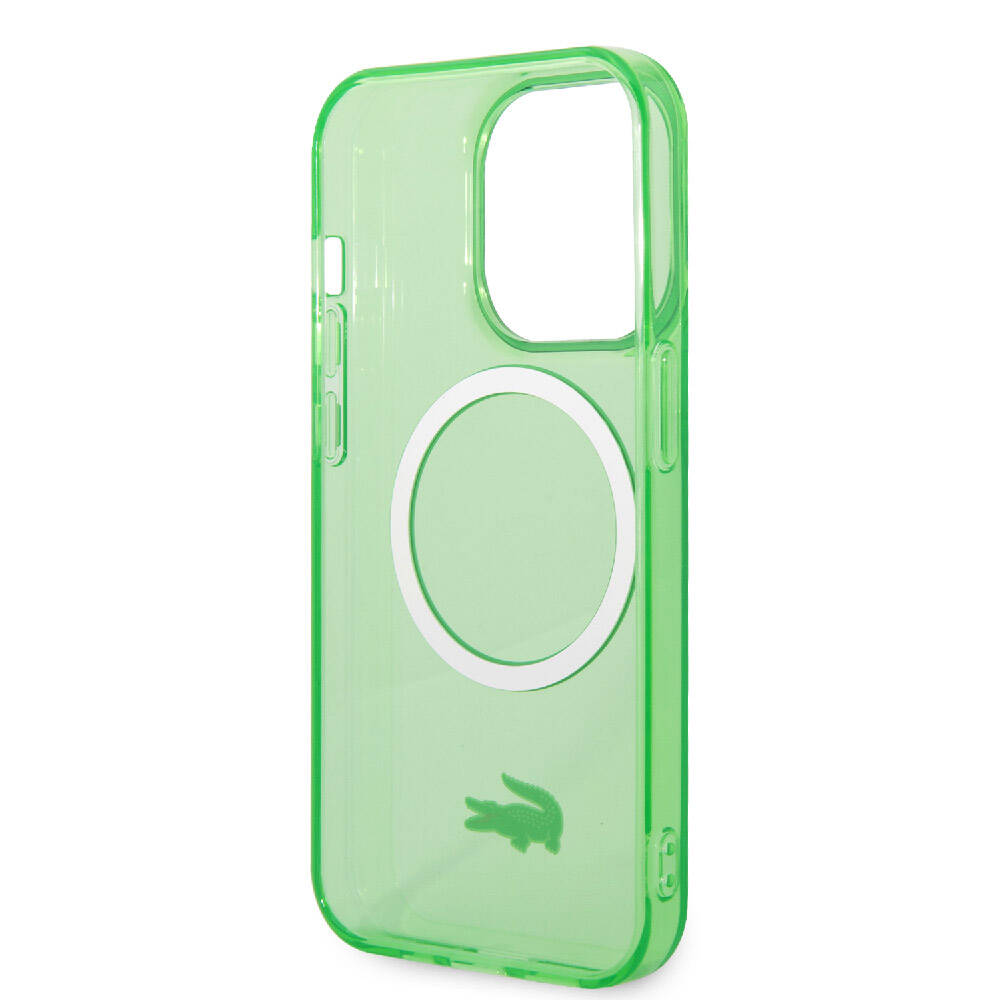 Apple iPhone 15 Pro Kılıf Lacoste Orjinal Lisanslı M-safe Şarj Özellikli Transparan Timsah Logo Baskılı Kapak Mavi Açık