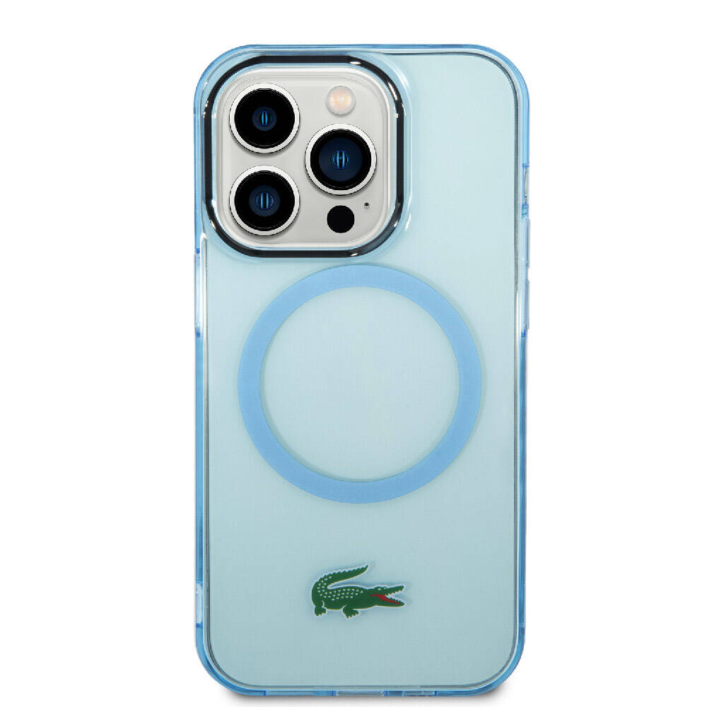 Apple iPhone 15 Pro Kılıf Lacoste Orjinal Lisanslı M-safe Şarj Özellikli Transparan Timsah Logo Baskılı Kapak Siyah