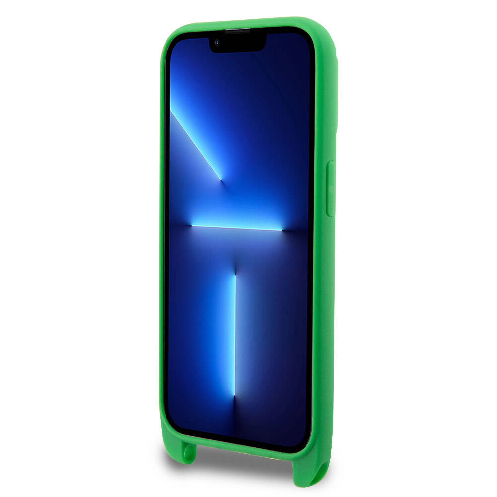 Apple iPhone 15 Pro Kılıf Lacoste Orjinal Lisanslı PU Pike Desenli Arka Yüzey Askılı İkonik Timsah Dokuma Logolu Kapak Lacivert