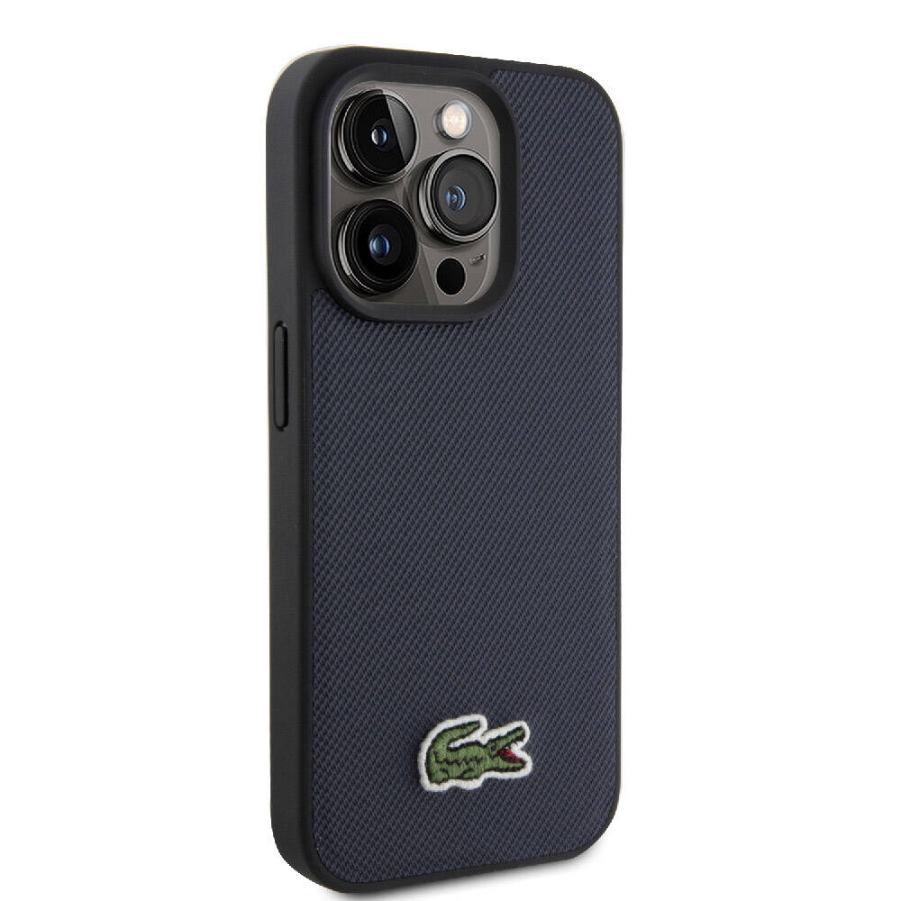Apple iPhone 15 Pro Kılıf Lacoste Orjinal Lisanslı PU Pike Desenli Arka Yüzey İkonik Timsah Dokuma Logolu Kapak Yeşil