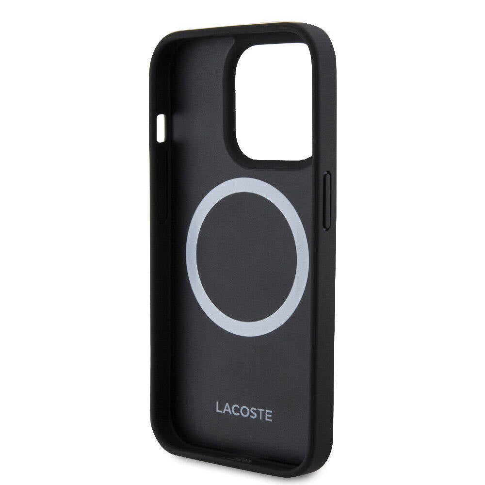 Apple iPhone 15 Pro Kılıf Lacoste Orjinal Lisanslı PU Pike Desenli Arka Yüzey İkonik Timsah Dokuma Logolu Kapak Yeşil
