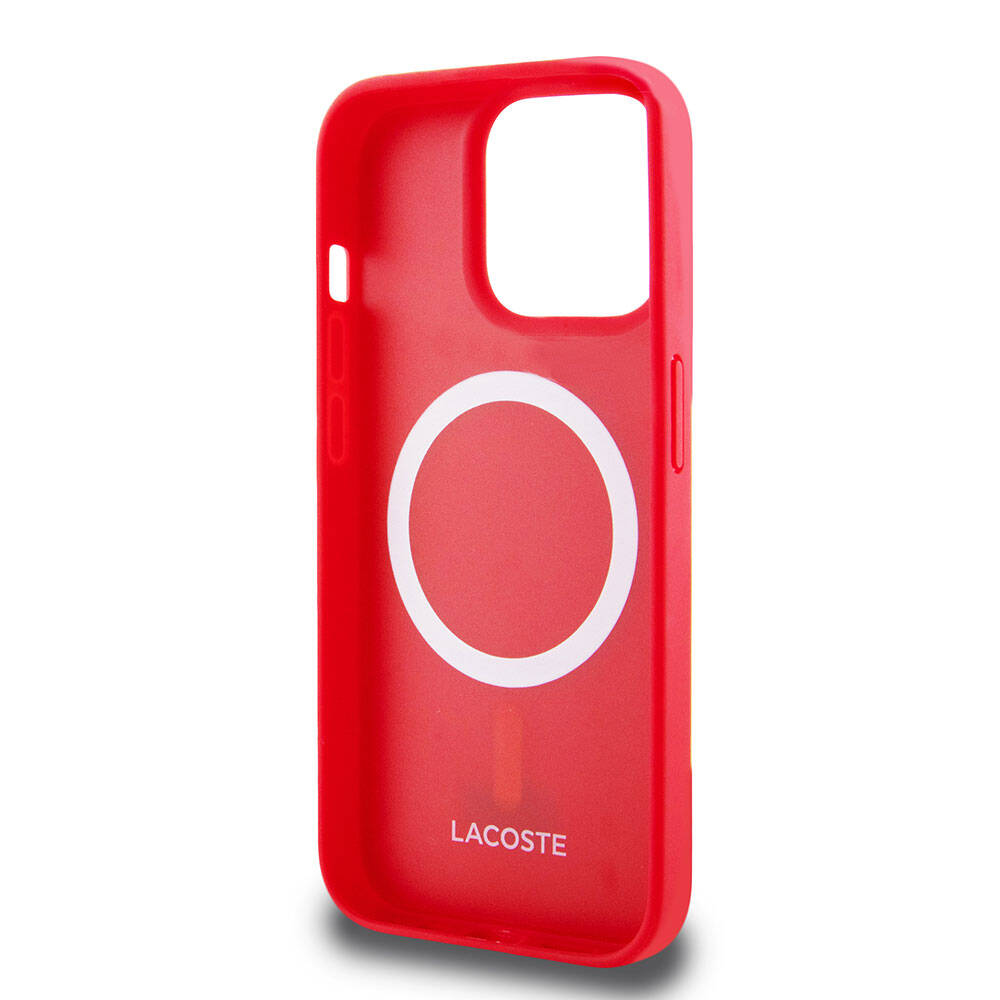 Apple iPhone 15 Pro Kılıf Lacoste Orjinal Lisanslı PU Pike Desenli Arka Yüzey İkonik Timsah Dokuma Logolu Kapak Yeşil