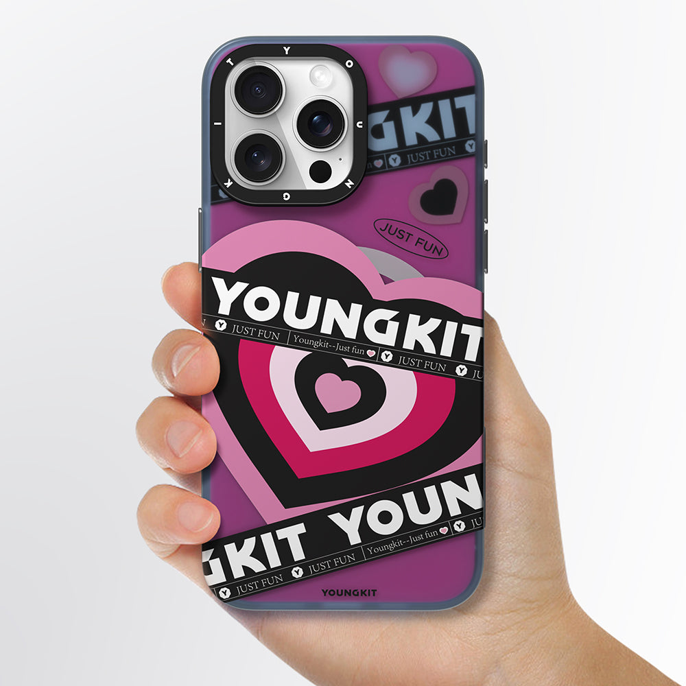 Apple iPhone 15 Pro Kılıf M-safe Şarj Özellikli Airbagli Çift Katmanlı Youngkit Flipped Serisi Kapak Pembe