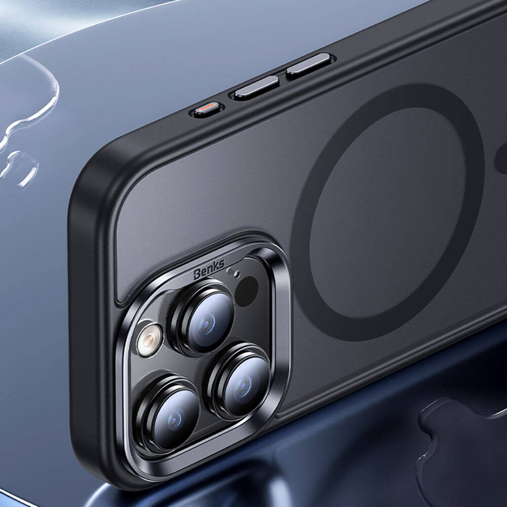 Apple iPhone 15 Pro Kılıf M-safe Şarj Özellikli Benks Mist Protective Kapak Mavi