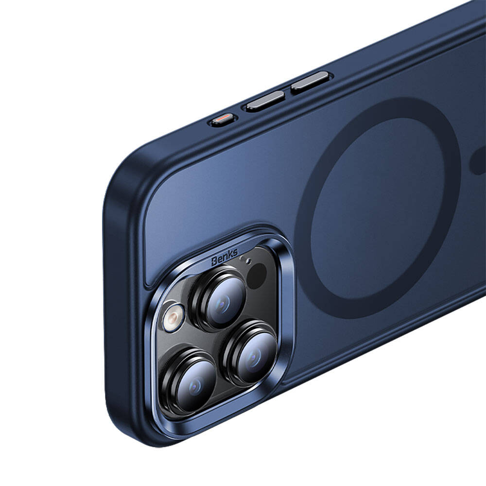 Apple iPhone 15 Pro Kılıf M-safe Şarj Özellikli Benks Mist Protective Kapak Mavi