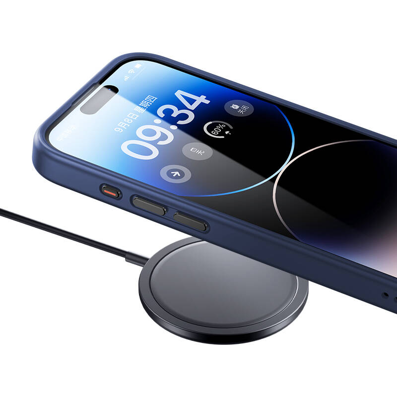 Apple iPhone 15 Pro Kılıf M-safe Şarj Özellikli Benks Mist Protective Kapak Mavi
