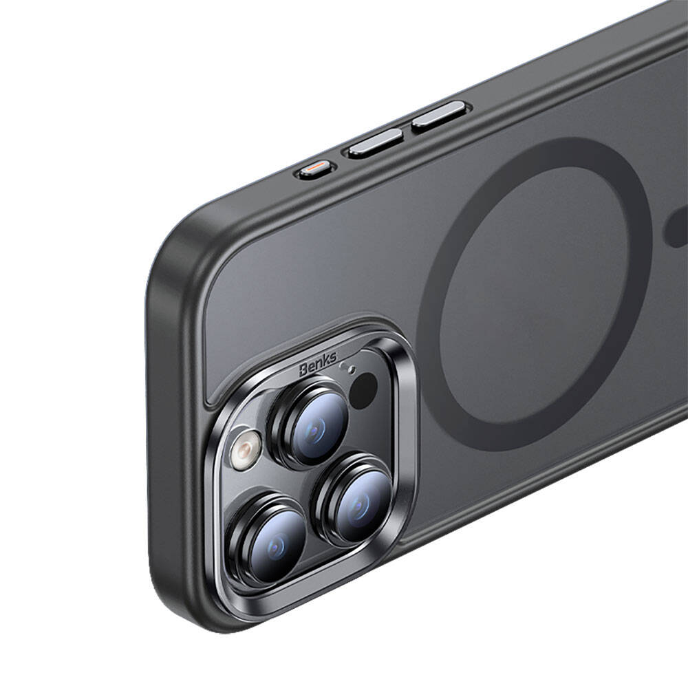 Apple iPhone 15 Pro Kılıf M-safe Şarj Özellikli Benks Mist Protective Kapak Siyah